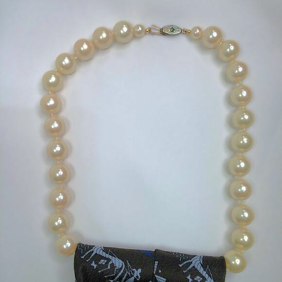 Artisan Vintage Tie Necklace Upcycled Faux Pearls Retro Brown Blue Dragonfly NEW - Picture 8 of 12